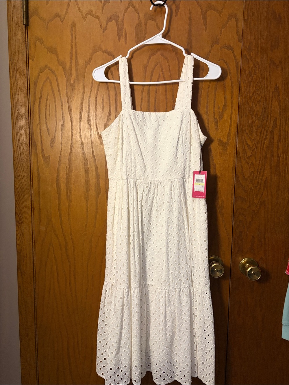 Vince Camuto White Eyelet Midi Dress